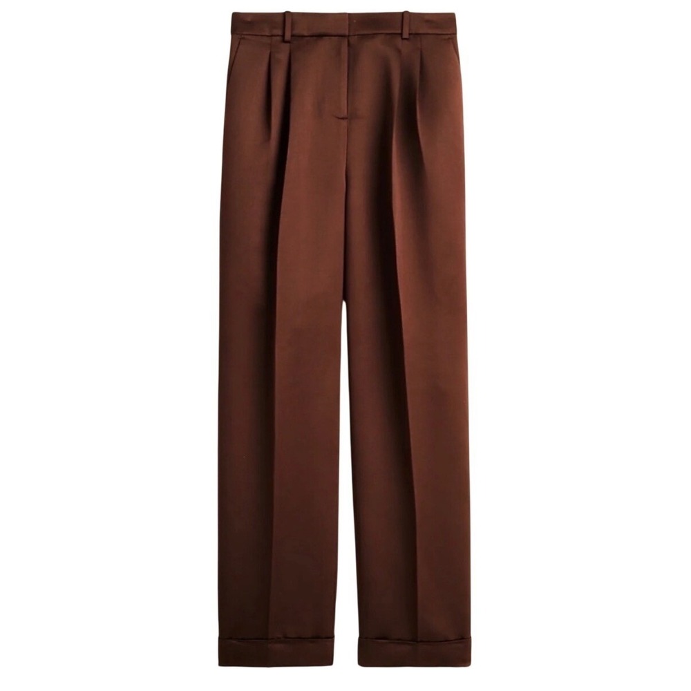 J. CREW Wide-leg pleated pant in duchesse satin brown - Picture 1 of 9